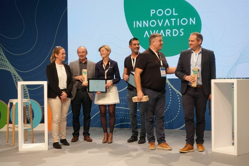 Les 3 lauréats des Pool Innovation Awards 2022 lors de la remise des prix sur le Salon Piscine Global&nbsp;&nbsp;